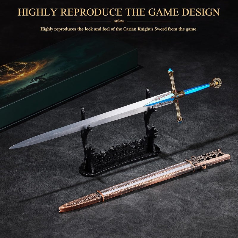 RACEROCKET Eldens Rings Carian Knight's Sword Model 11.8 inch Metal Replica with Display Stand Martial Arts Swords - Collectible Action Figure, Desk Decor, Party Gift, Display Piece - Image 5